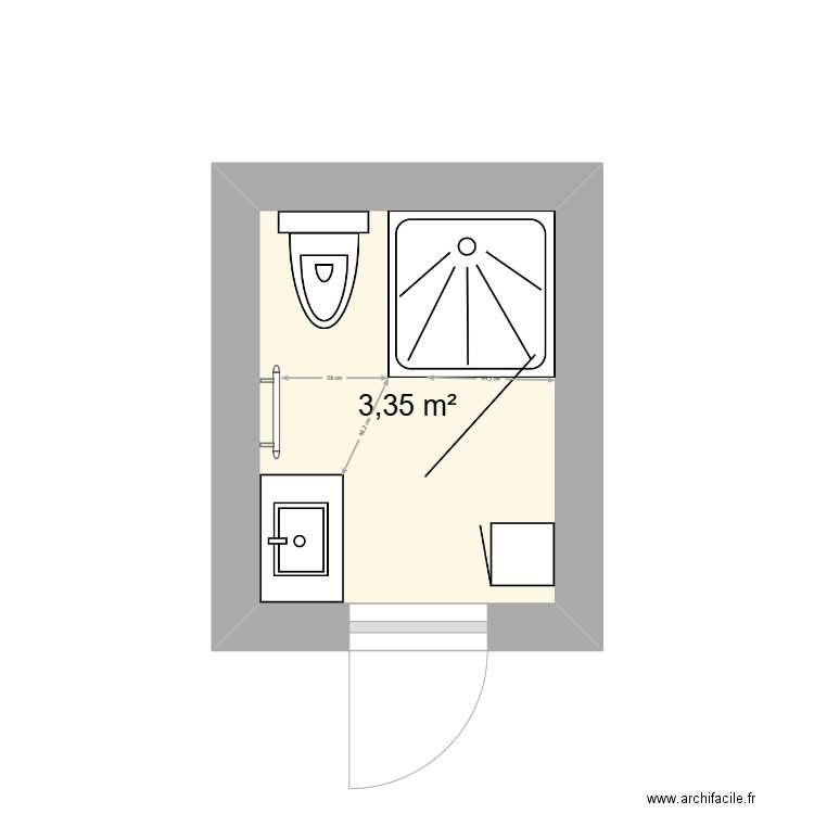 Dany Evrard. Plan de 1 pièce et 3 m2