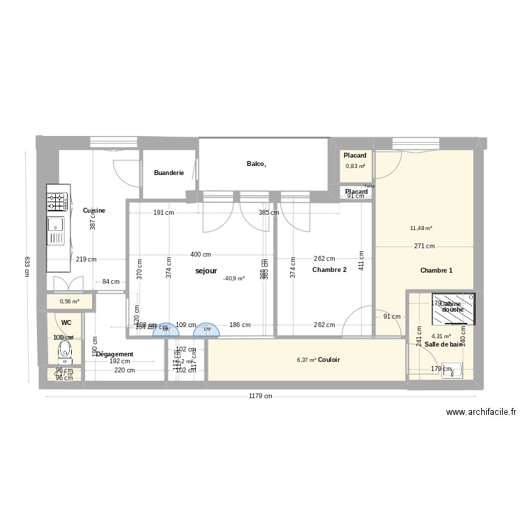 tamaris version 3. Plan de 9 pièces et 55 m2