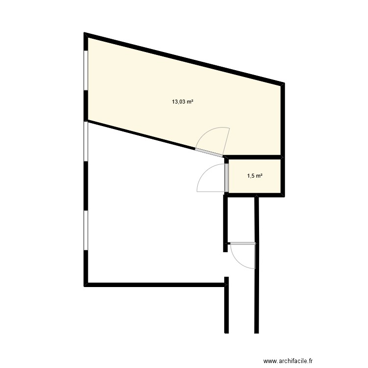 Plan Projeté . Plan de 2 pièces et 15 m2