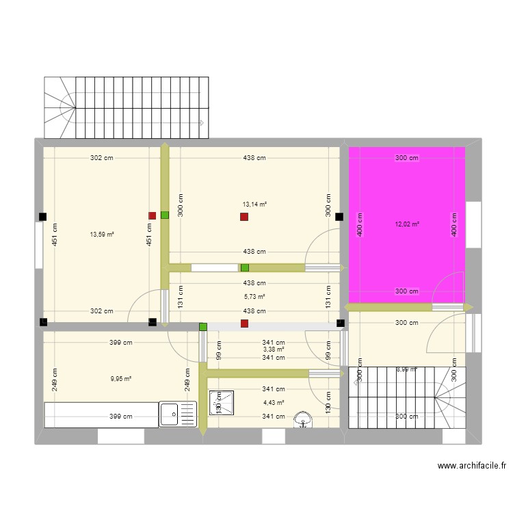 tata. Plan de 8 pièces et 71 m2