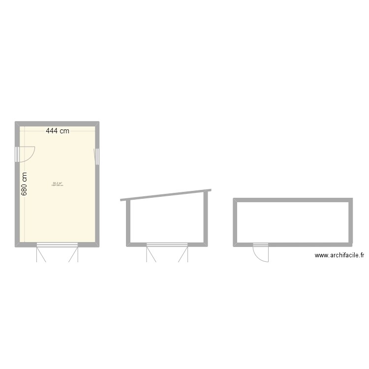 garage. Plan de 1 pièce et 30 m2