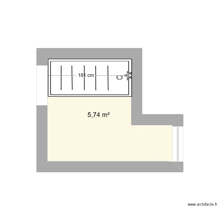 salle de bain. Plan de 1 pièce et 6 m2