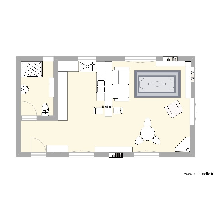 marcayrac. Plan de 1 pièce et 45 m2