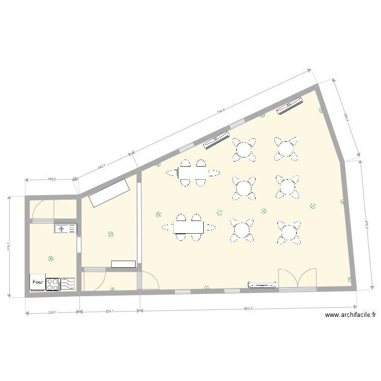 moussag. Plan de 5 pièces et 58 m2