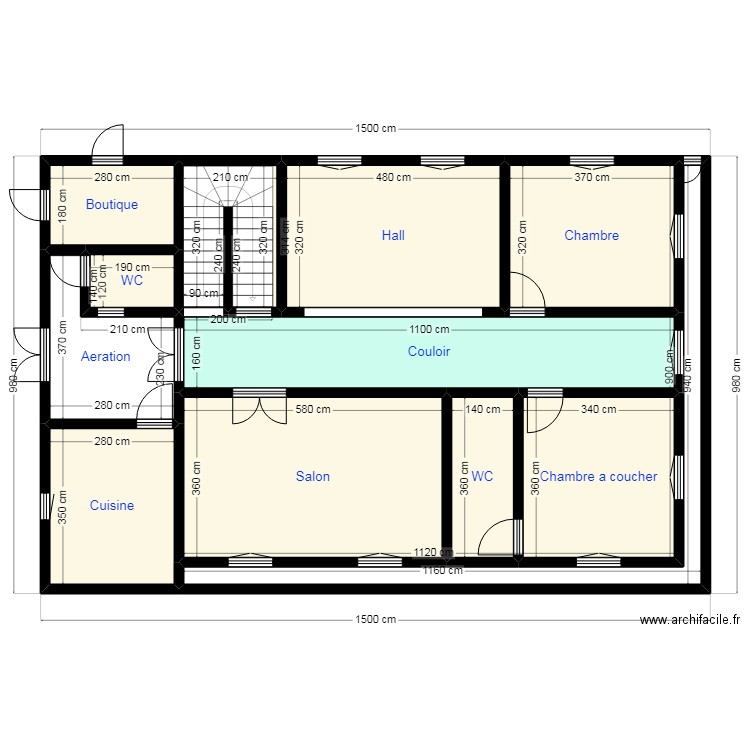 Plan 15X9,8 N8. Plan de 12 pièces et 122 m2