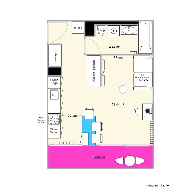 V3 Marc De La Panouse STUDIO. Plan de 5 pièces et 35 m2