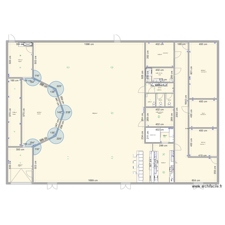 projet salle avec elec. Plan de 18 pièces et 578 m2