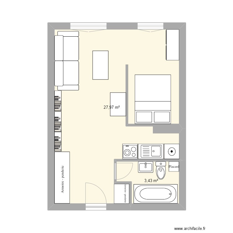 Emma 1 - 32,75. Plan de 2 pièces et 31 m2