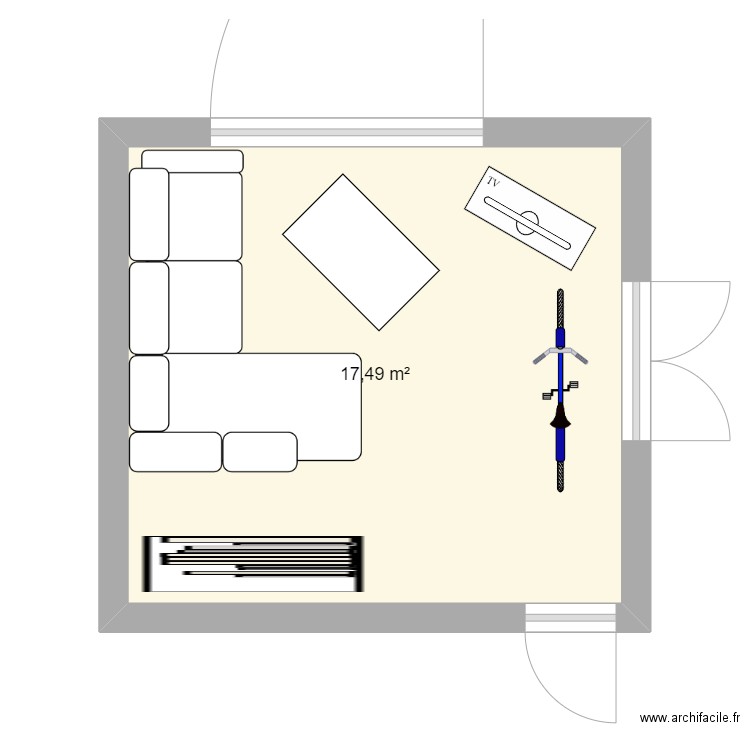 NV1. Plan de 1 pièce et 17 m2