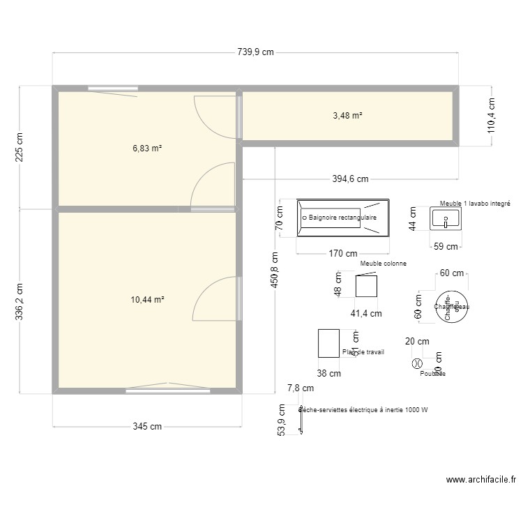 Maison Mina projet 1 objet à part. Plan de 3 pièces et 21 m2