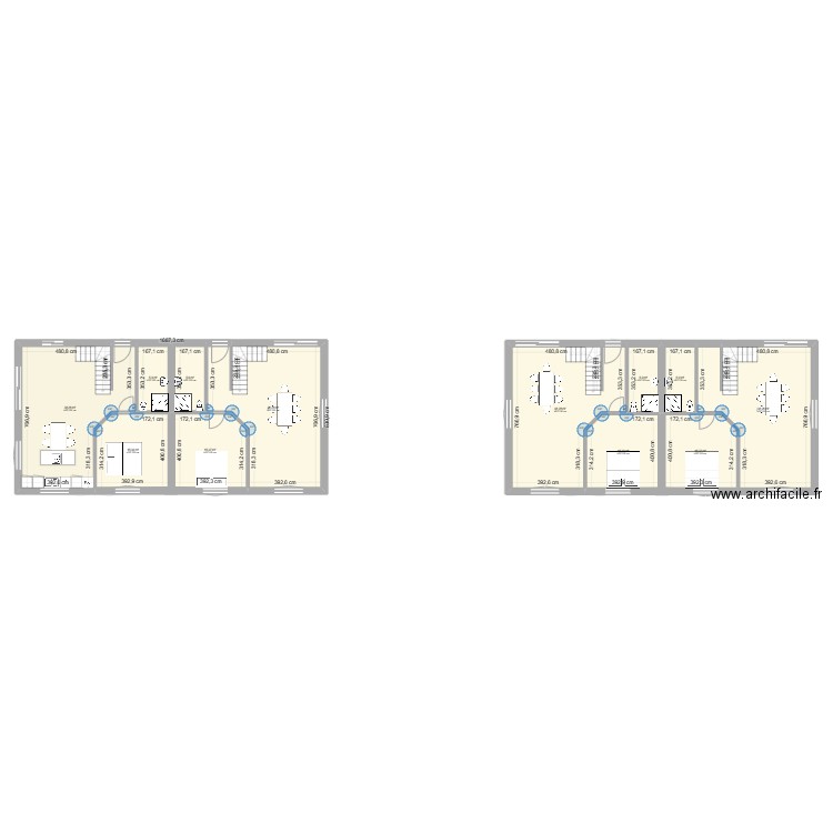 v100b. Plan de 42 pièces et 459 m2