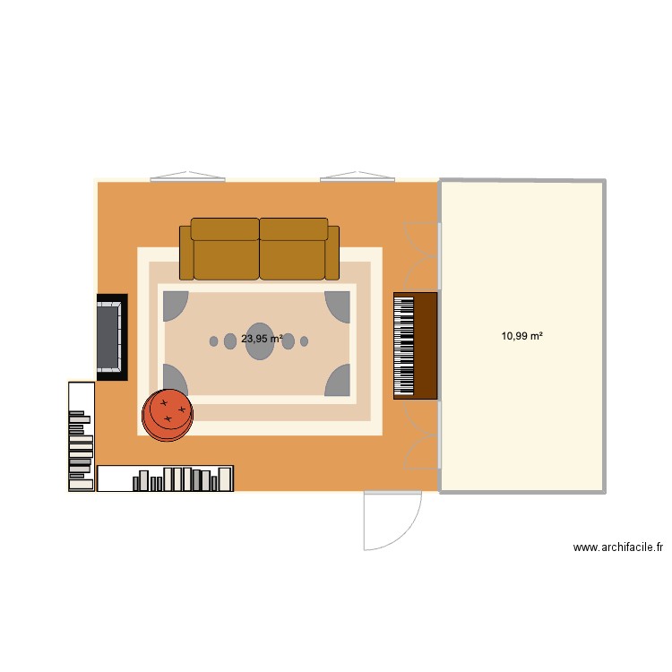 Jussieu. Plan de 2 pièces et 35 m2