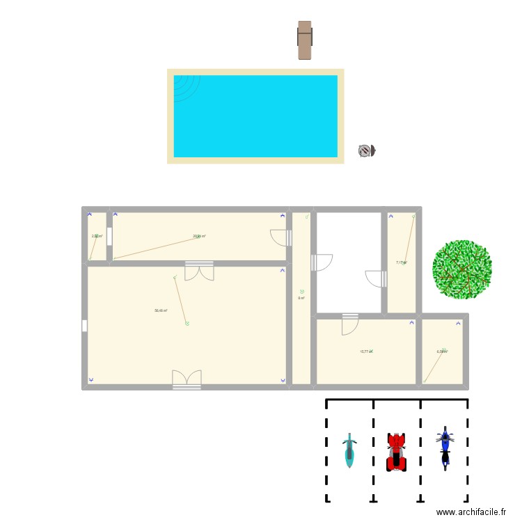 Plant test. Plan de 7 pièces et 117 m2