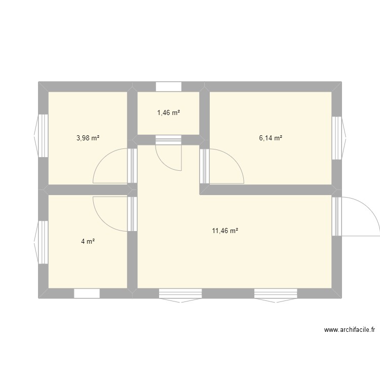 7/5 design. Plan de 5 pièces et 27 m2