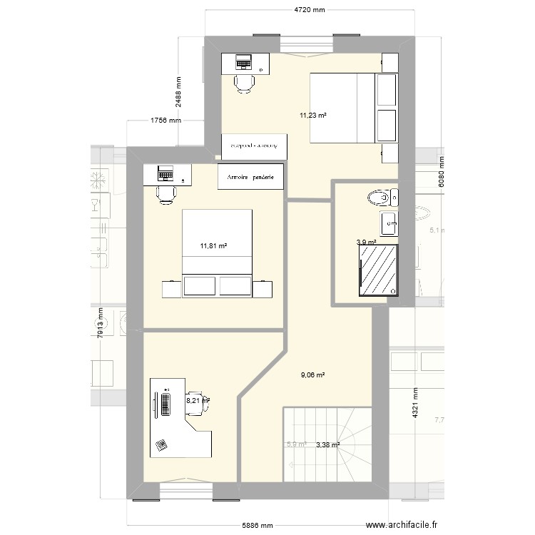 projet 5. Plan de 21 pièces et 157 m2