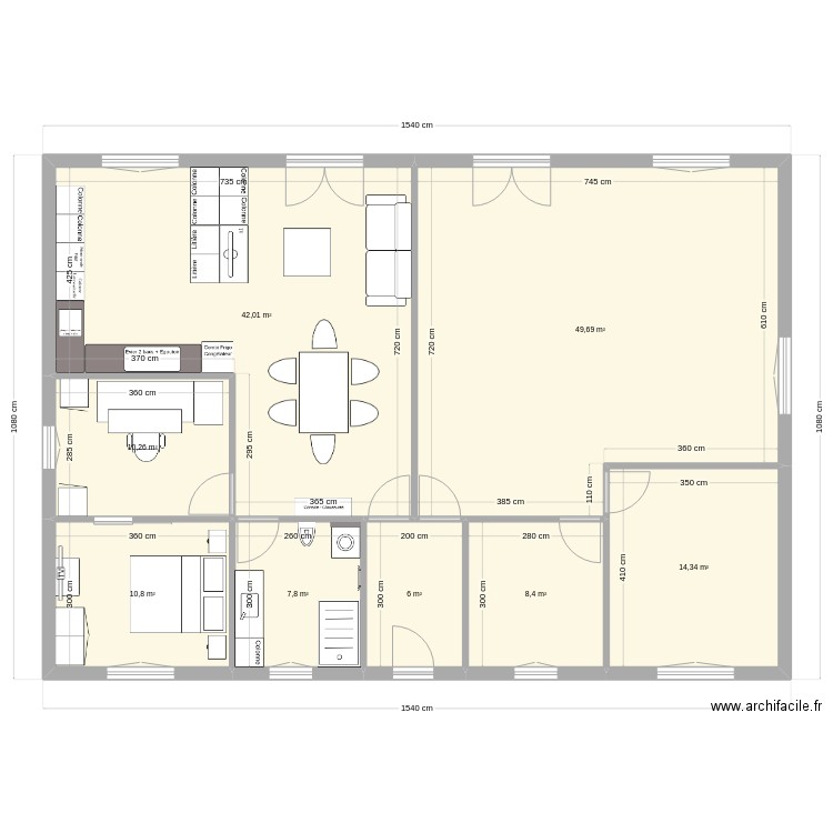 Mise en forme - Proposition Mélanie. Plan de 8 pièces et 149 m2