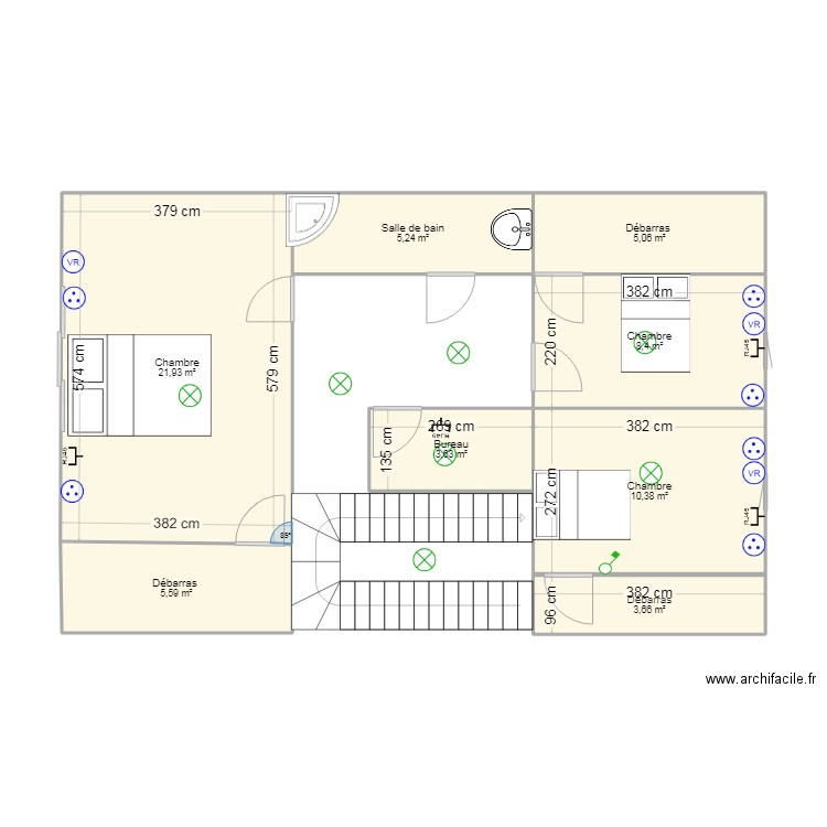 plans chez Ahmad. Plan de 8 pièces et 64 m2