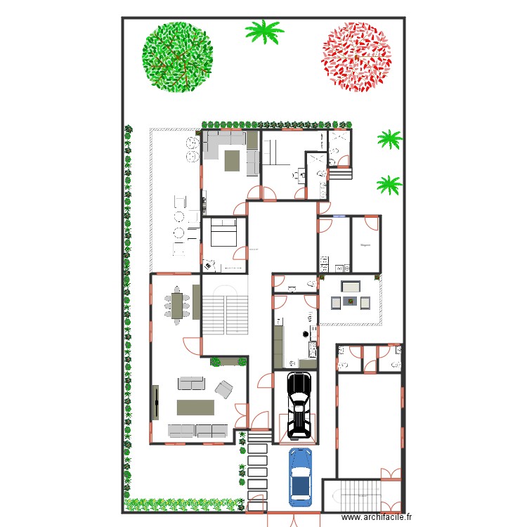 Plan Aménagement villa 20x35 RDC 01. Plan de 32 pièces et 964 m2