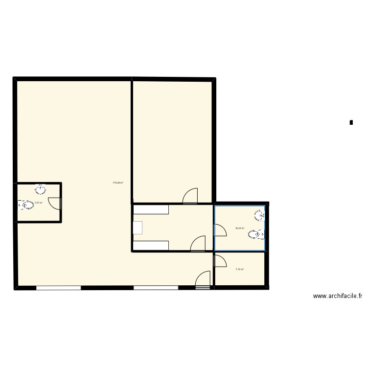 Reco gym. Plan de 4 pièces et 200 m2