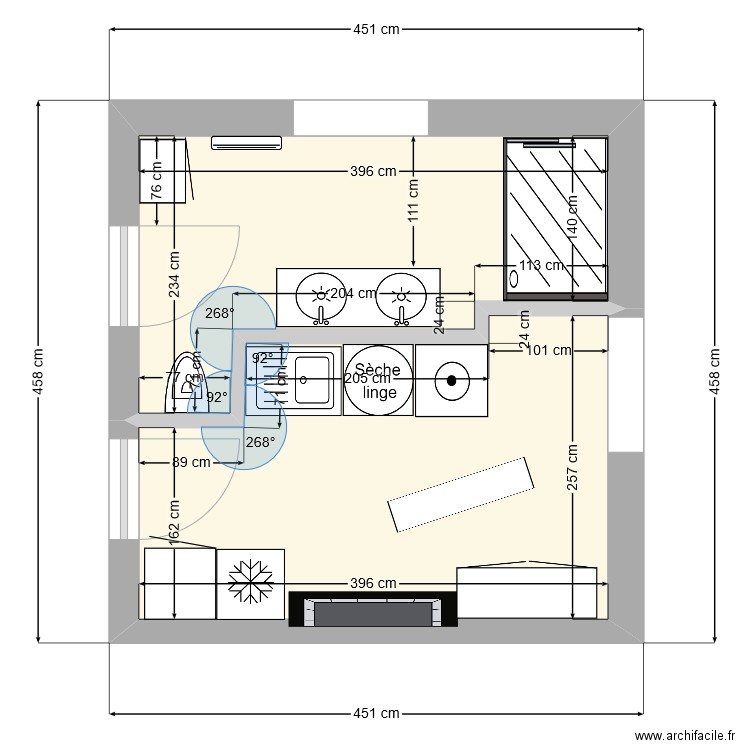 Sclassin SDD v1. Plan de 2 pièces et 16 m2