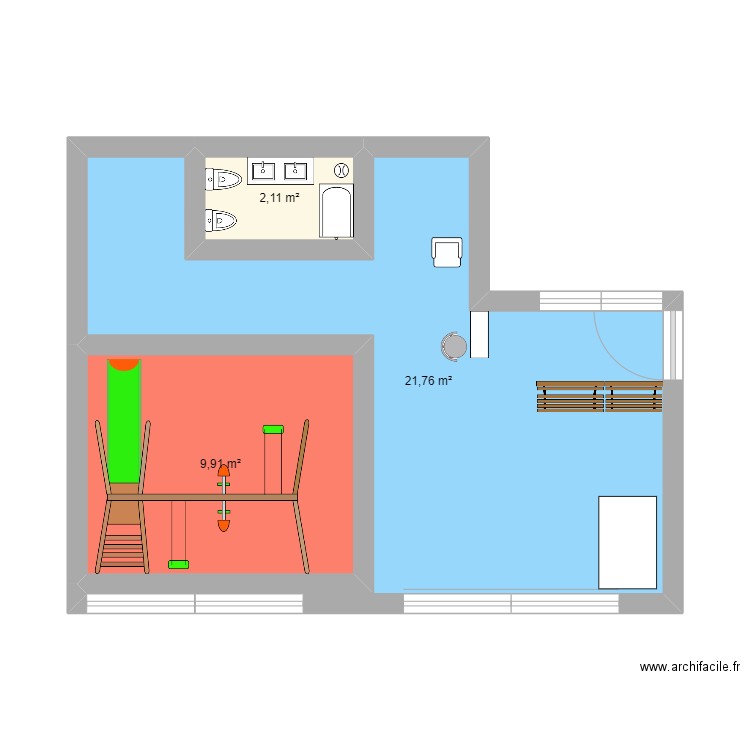 plan structure espagne. Plan de 3 pièces et 34 m2