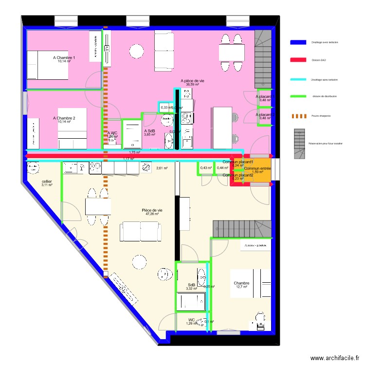 immo franco suisse projet. Plan de 24 pièces et 298 m2