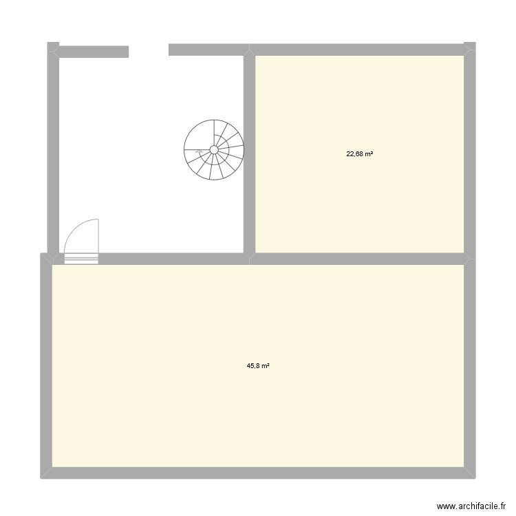 l'may. Plan de 2 pièces et 68 m2