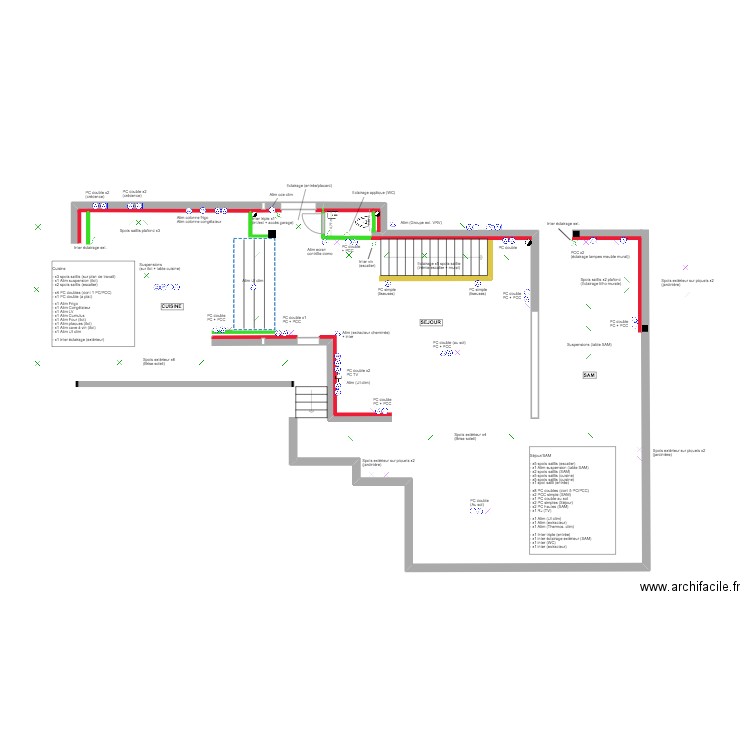 Roc Mer  - R+1 - Implantation électrique (Version 11.01). Plan de 0 pièce et 0 m2