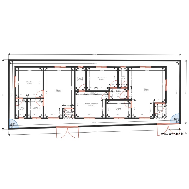 obambi plateau R.D.C 2. Plan de 14 pièces et 233 m2