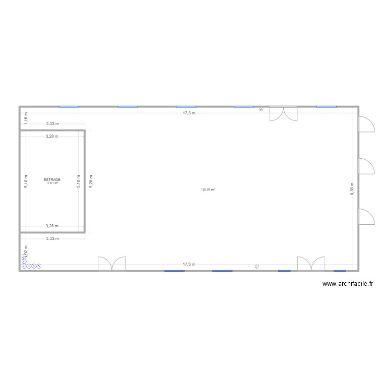 SALLE LOUCHES ECHELLE. Plan de 2 pièces et 144 m2