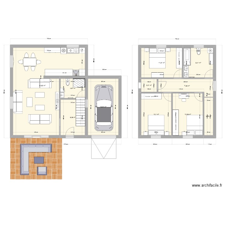 Plan maison KS. Plan de 11 pièces et 131 m2