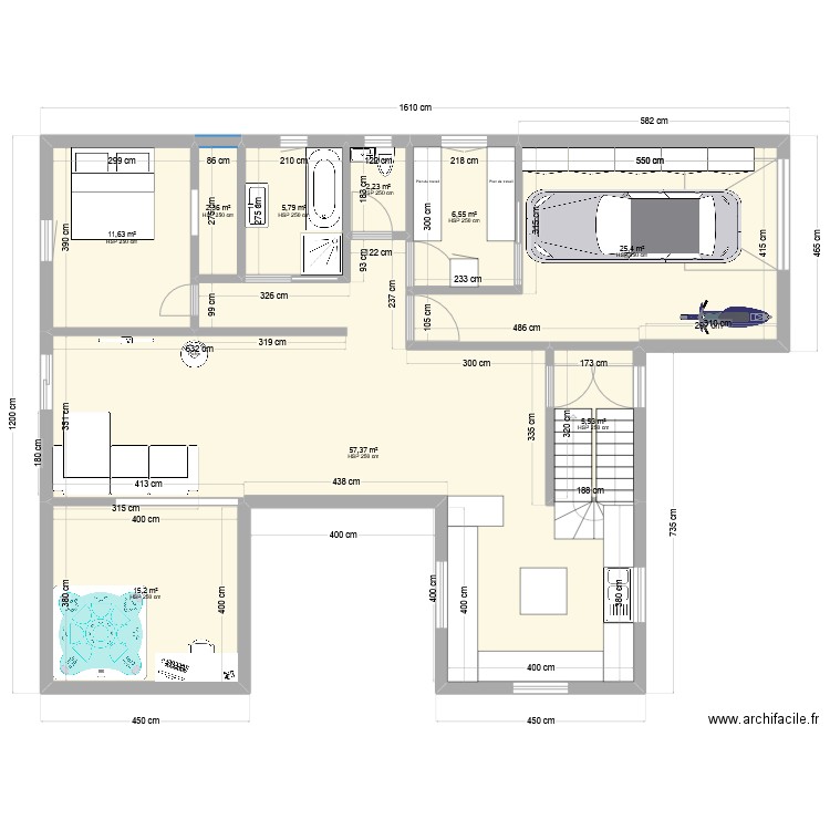 LTDP56 essai 2. Plan de 9 pièces et 132 m2