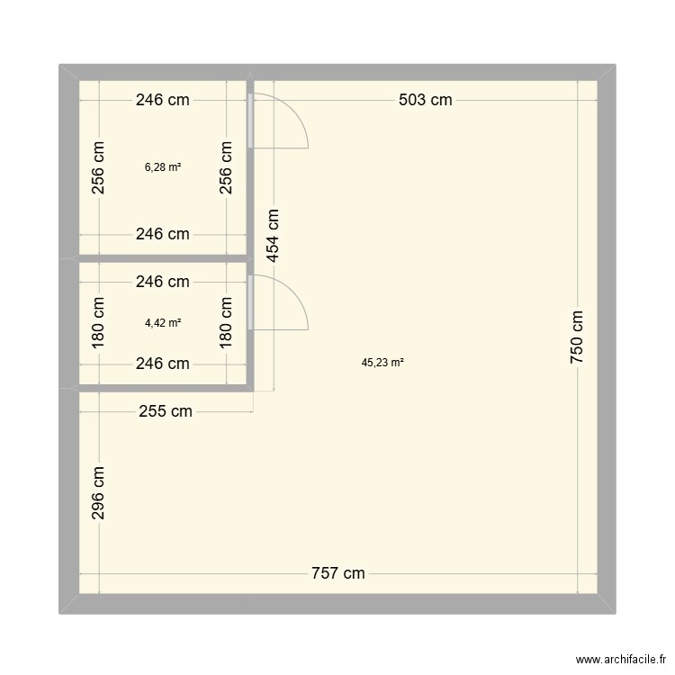 Wansijn. Plan de 3 pièces et 56 m2