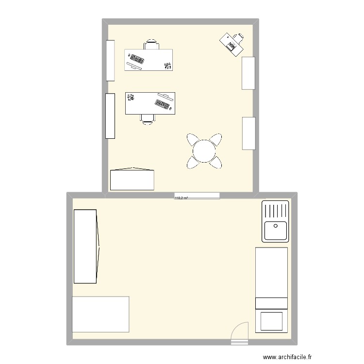 Plan nouveau bureau. Plan de 1 pièce et 118 m2