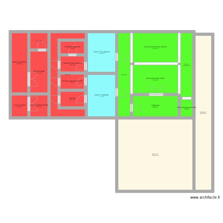 Paln creation d'entreuprise. Plan de 20 pièces et 214 m2