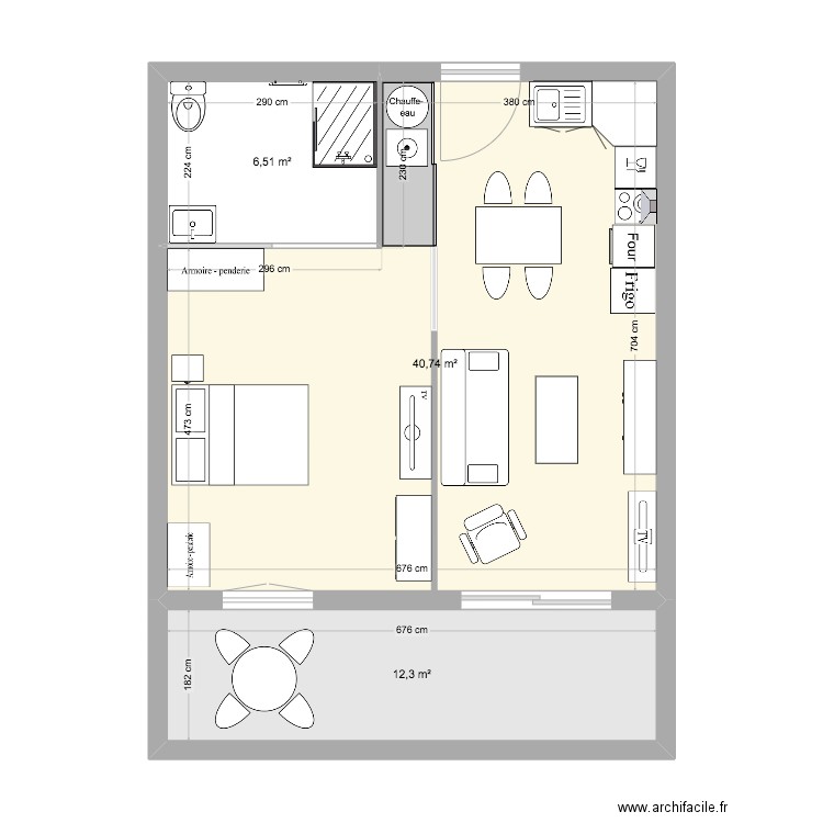 LA ROSERAIE. Plan de 3 pièces et 60 m2