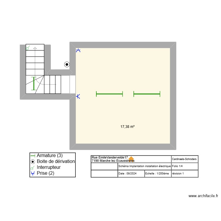 Niveau -1 : Cave. Plan de 1 pièce et 17 m2