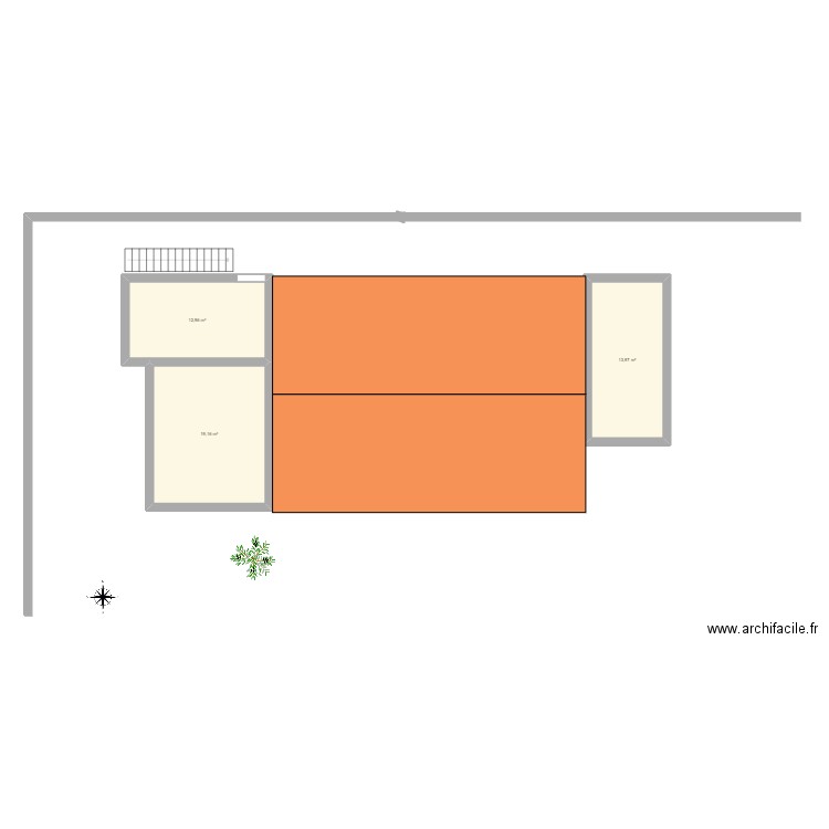 masse. Plan de 3 pièces et 46 m2