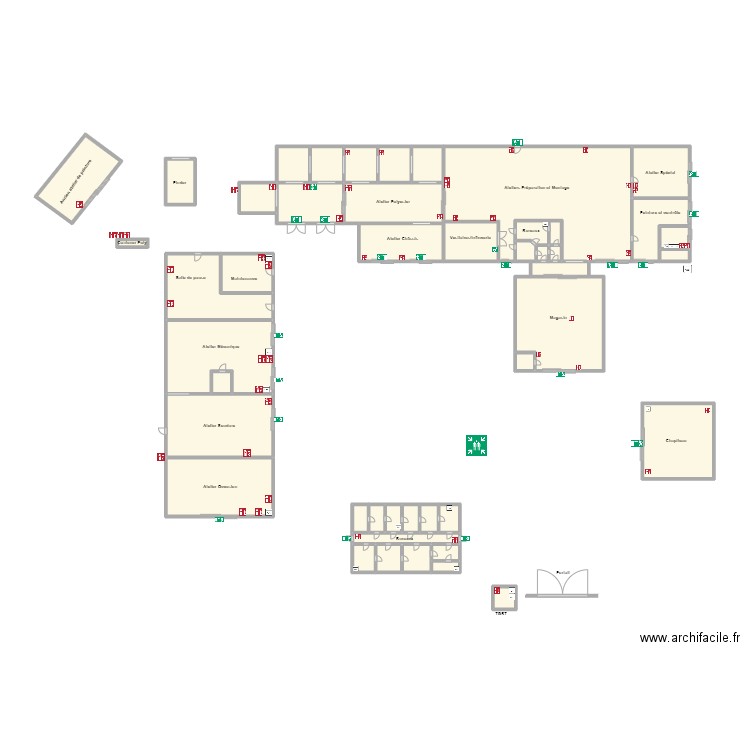 Plan d'évacuation Fautras . Plan de 44 pièces et 73 m2