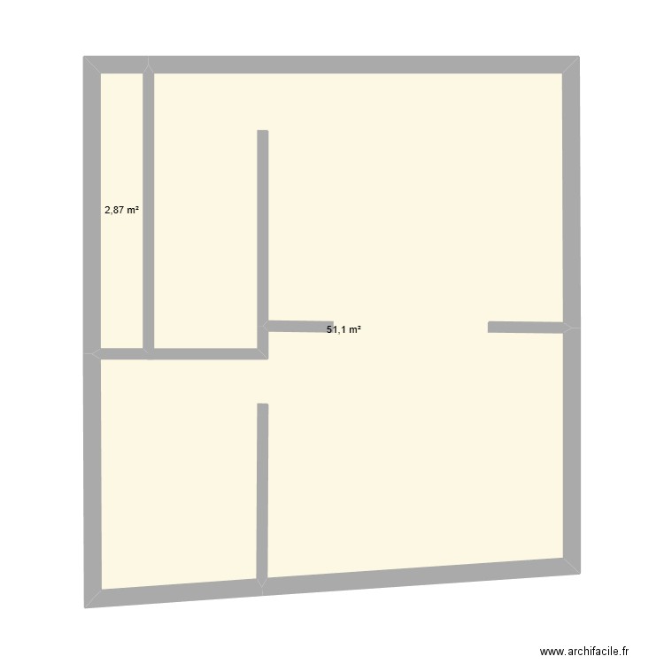 Maison Foix. Plan de 2 pièces et 54 m2