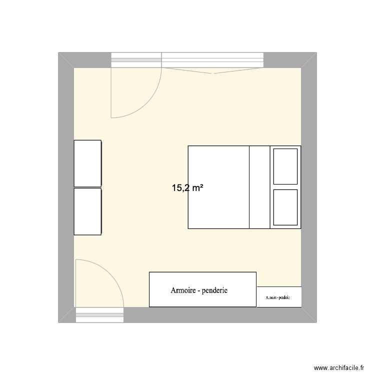 Chambre. Plan de 1 pièce et 15 m2