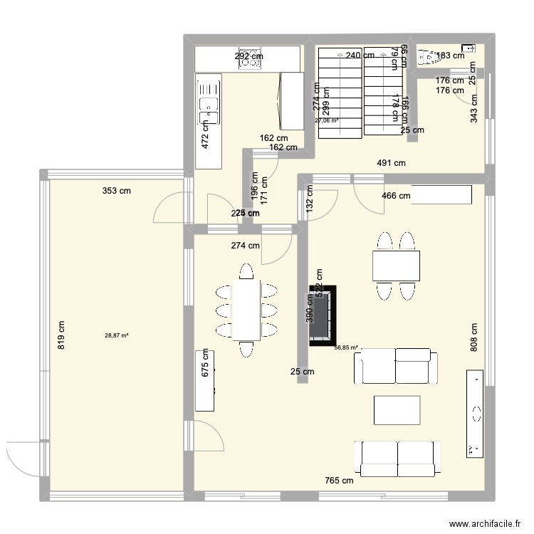 awans. Plan de 3 pièces et 113 m2