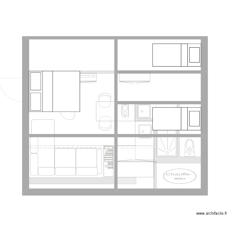 2nd etage  rdc apt communs. Plan de 12 pièces et 65 m2