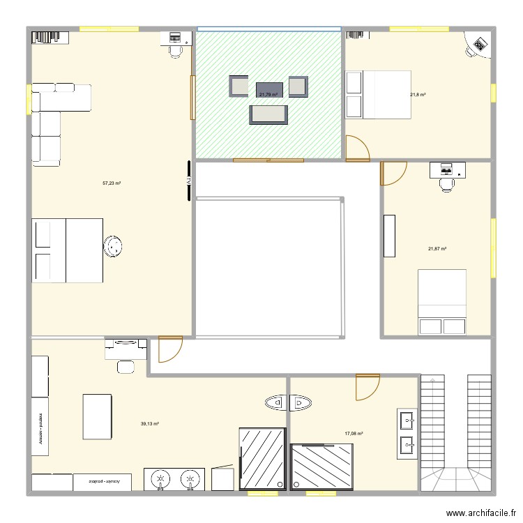 ETAGE 1. Plan de 6 pièces et 179 m2