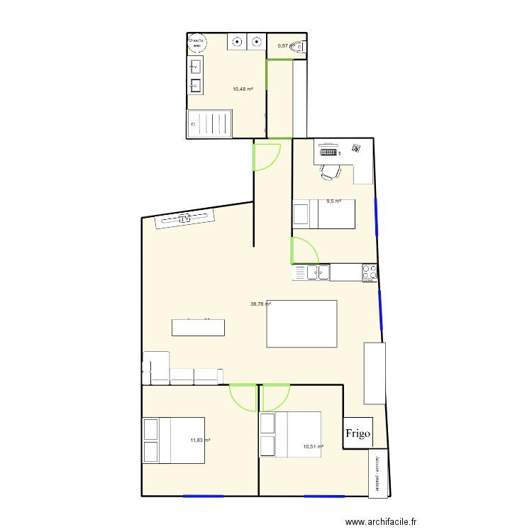 MAXIME FONTAINE. Plan de 6 pièces et 82 m2