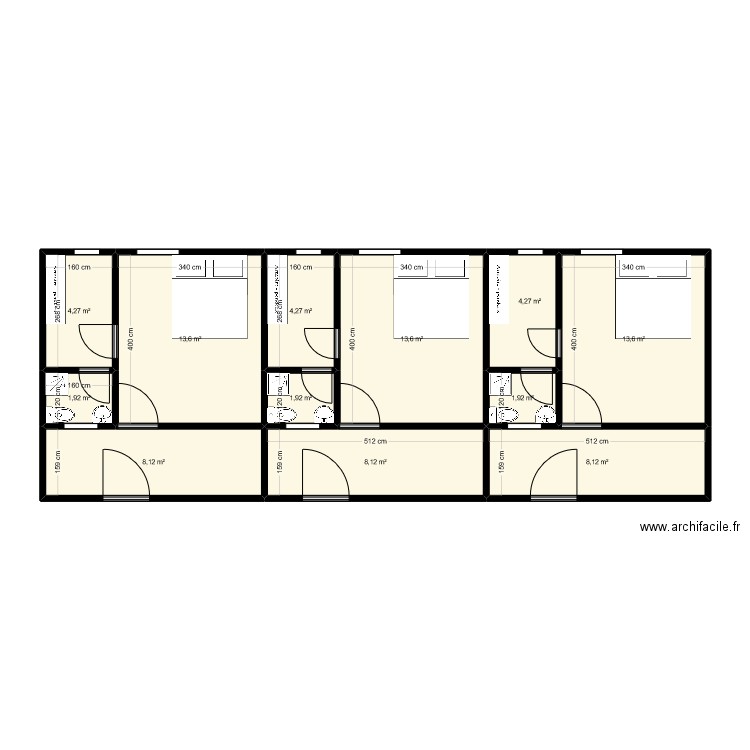 PLAN1_BATIMENT_PIECES. Plan de 12 pièces et 84 m2