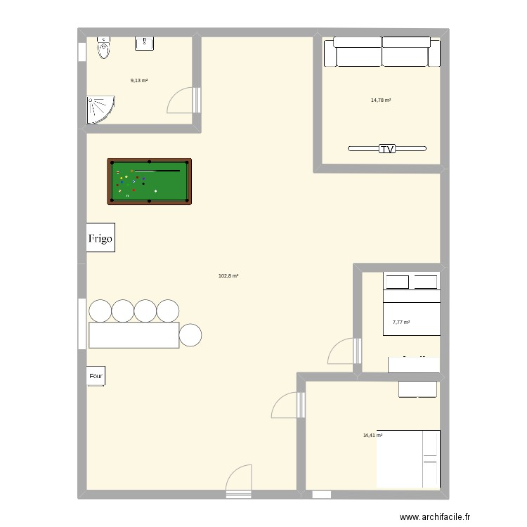 owens house. Plan de 5 pièces et 149 m2