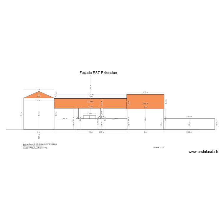 Façade EST. Plan de 0 pièce et 0 m2