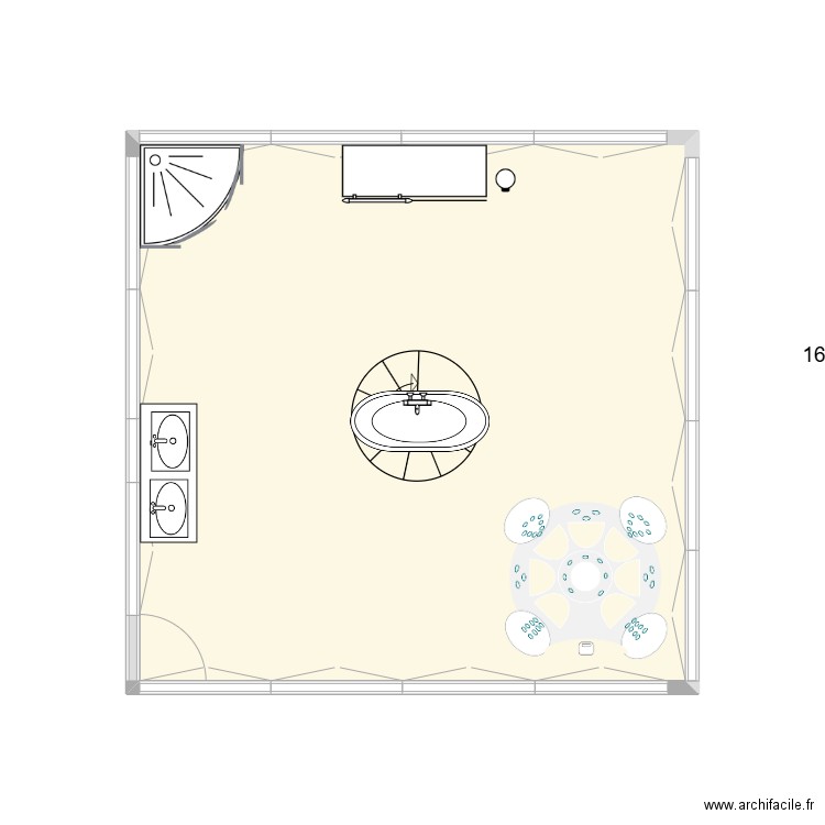 salle de bain aérienne. Plan de 1 pièce et 17 m2