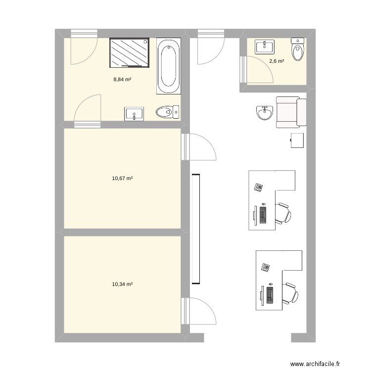 BS BASSAM. Plan de 4 pièces et 32 m2